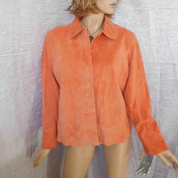 Nwt TERRY LEWIS 14P Coral 100% Leather Jacket Coat - Picture 3 of 5